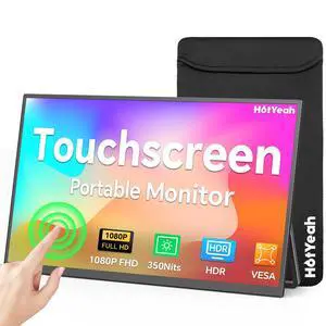 15.6" Portable Monitor Touchscreen, 1080P 10-Point Touch Portable Monitor | 1500:1 USB-C HDMI Travel Screen w/ Sleeve Bag & Speaker, 2nd External Display for Laptop Mac PC Phone Tablet, VESA Mountable 15.6" Portable Monitor Touchscreen, 1080P 10-Point Touch Portable Monitor | 1500:1 USB-C HDMI Travel Screen w/ Sleeve Bag & Speaker, 2nd External Display for Laptop Mac PC Phone Tablet, VESA Mountable