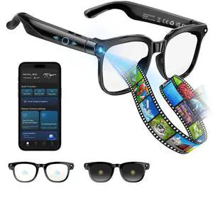 Smart Glasses with Camera and Bluetooth - AI Glasses for Men Anti-Shake Real-Time Translation Object Recognition ChatGPT Assistant Long Battery Life for Meetings Video Recording Vlogs (Universal Size) Smart Glasses with Camera and Bluetooth - AI Glasses for Men Anti-Shake Real-Time Translation Object Recognition ChatGPT Assistant Long Battery Life for Meetings Video Recording Vlogs (Universal Size)