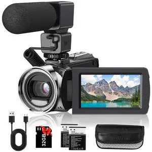 Video Camera Camcorder FHD 1080P 36MP Vlogging Camera for Youtube Video Recorder 3.0" 270 Degree Rotation Screen Video Cameras for Filming with Microphone,32GB SD Card and 2 Batteries Video Camera Camcorder FHD 1080P 36MP Vlogging Camera for Youtube Video Recorder 3.0" 270 Degree Rotation Screen Video Cameras for Filming with Microphone,32GB SD Card and 2 Batteries