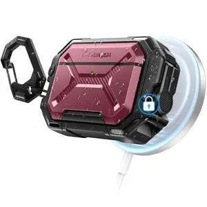 IP68 Waterproof Case for AirPods Pro 3, Red | Compatible with MagSafe, Military Grade Protective for ipods Pro 3 Hard Shell with Secure Lock, Keychain & Phone Stand (2025) IP68 Waterproof Case for AirPods Pro 3, Red | Compatible with MagSafe, Military Grade Protective for ipods Pro 3 Hard Shell with Secure Lock, Keychain & Phone Stand (2025)