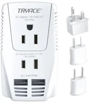 220V to 110V Converter,Upgraded 2000W Travel Voltage Converter for Hair Dryer Straightener Curling Iron,10A Power Adapter is Easy to Carry for National Travel,with 2USB and UK/EU/AU Plugs,White 220V to 110V Converter,Upgraded 2000W Travel Voltage Converter for Hair Dryer Straightener Curling Iron,10A Power Adapter is Easy to Carry for National Travel,with 2USB and UK/EU/AU Plugs,White