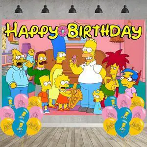Birthday Party Decoration, Party Photo Background 5 x 3 FT and 18 Pcs Balloon,Cartoon Merch Party Backdrop Supplies Birthday Party Decoration, Party Photo Background 5 x 3 FT and 18 Pcs Balloon,Cartoon Merch Party Backdrop Supplies