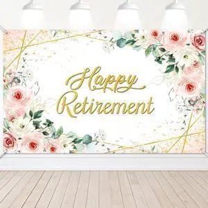 Happy Retirement Backdrop for Women Rose Pink Floral Gold Dots Retirement Banner Lady's Retired Party Decorations The Aged Women Party Supplies (6x3.6ft) Happy Retirement Backdrop for Women Rose Pink Floral Gold Dots Retirement Banner Lady's Retired Party Decorations The Aged Women Party Supplies (6x3.6ft)