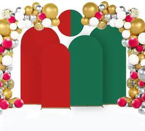 Arch Backdrop Cover Set of 2, Double Color Wedding Arch Cover (6+7.2FT) Spandex Fitted Arch Cover for Wedding Birthday Party Decoration Baby Shower New Year Christmas Graduation(Red+Green) Arch Backdrop Cover Set of 2, Double Color Wedding Arch Cover (6+7.2FT) Spandex Fitted Arch Cover for Wedding Birthday Party Decoration Baby Shower New Year Christmas Graduation(Red+Green)