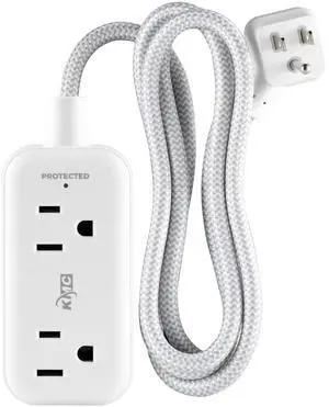 2-Outlet Mini Surge Protector Power Strip, 1 USB-C & 2 USB-A Ports, 245J Surge Protection, 5ft Braided Cord, 3-Prong Low-Profile Flat Plug, UL/ETL Certified, White 2-Outlet Mini Surge Protector Power Strip, 1 USB-C & 2 USB-A Ports, 245J Surge Protection, 5ft Braided Cord, 3-Prong Low-Profile Flat Plug, UL/ETL Certified, White