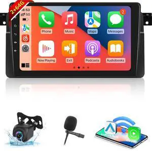 2+64G Wireless Carplay Android Car Stereo for BMW E46 M3 1999-2006 - 9 Inch Android Auto Touchscreen Radio with EQ DSP, GPS, WiFi, FM/RDS + AHD Rear View Camera 2+64G Wireless Carplay Android Car Stereo for BMW E46 M3 1999-2006 - 9 Inch Android Auto Touchscreen Radio with EQ DSP, GPS, WiFi, FM/RDS + AHD Rear View Camera