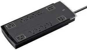 12 Outlet Slim Surge Protector - UL Rated, 4,230 Joules, Grounded And Protected Light Indicator, 10 Feet, Black 12 Outlet Slim Surge Protector - UL Rated, 4,230 Joules, Grounded And Protected Light Indicator, 10 Feet, Black
