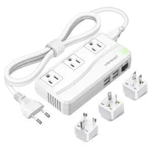 220V to 110V Travel Converter, Voltage Converter US to Europe, Power Converter with 3 AC Sockets and 4 USB-A Ports, Universal Plug Adapter for EU Italy Spain Germany UK France Australia Japan 220V to 110V Travel Converter, Voltage Converter US to Europe, Power Converter with 3 AC Sockets and 4 USB-A Ports, Universal Plug Adapter for EU Italy Spain Germany UK France Australia Japan