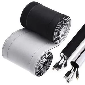 120" Neoprene Cable Management Organizer, Reversible Flexible Cuttable DIY Hole Cord Hider Cover Sleeve for Office TV Computer Home Desk Protect Wires 120" Neoprene Cable Management Organizer, Reversible Flexible Cuttable DIY Hole Cord Hider Cover Sleeve for Office TV Computer Home Desk Protect Wires