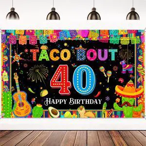 Mexican Fiesta 40th Birthday Backdrop - Taco Party Decorations Mexican Banners Photography Background Polyester, Happy 40th Birthday Banner for Men Women Forty Birthday Photo Booth Props Mexican Fiesta 40th Birthday Backdrop - Taco Party Decorations Mexican Banners Photography Background Polyester, Happy 40th Birthday Banner for Men Women Forty Birthday Photo Booth Props