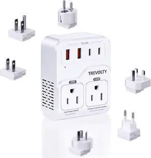 2000W Voltage Converter US to Europe for Hair Dryers, 220V to 110V Converter for European Travel with 3 AC/2 USBA/2 USBC Ports (PD20W), 7-in-1 European Travel Adapter 2000W Voltage Converter US to Europe for Hair Dryers, 220V to 110V Converter for European Travel with 3 AC/2 USBA/2 USBC Ports (PD20W), 7-in-1 European Travel Adapter