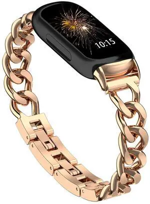 Metal Chain Band Compatible with Fitbit Inspire 3 Bands, Adjustable Stainless Steel Straps Replacement for Fitbit Inspire 3 Bands for Women Men Metal Chain Band Compatible with Fitbit Inspire 3 Bands, Adjustable Stainless Steel Straps Replacement for Fitbit Inspire 3 Bands for Women Men