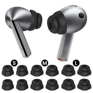 6 Pairs Ear Tips for Samsung Galaxy Buds4 Pro (2026) & Galaxy Buds3 Pro (2024), S/M/L 3 Sizes Double Flange Silicone Eartips Earbuds Earplug Replacement Fit in Case Black 6 Pairs Ear Tips for Samsung Galaxy Buds4 Pro (2026) & Galaxy Buds3 Pro (2024), S/M/L 3 Sizes Double Flange Silicone Eartips Earbuds Earplug Replacement Fit in Case Black