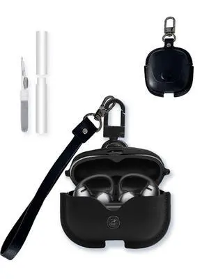Case for SHOKZ OpenDots ONE Earbuds,Stylish Retro Soft Protective, Premium PU Leather Case Cover with Cleaning Kit & Lanyard for SHOKZ OpenDots ONE Accessories-Black Case for SHOKZ OpenDots ONE Earbuds,Stylish Retro Soft Protective, Premium PU Leather Case Cover with Cleaning Kit & Lanyard for SHOKZ OpenDots ONE Accessories-Black