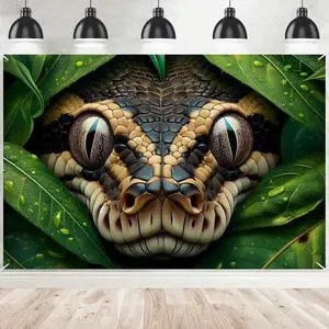Reptile Snake Banner Cobra Sign Backdrop Decorations for Jungle Wilderness Reptile Theme Birthday Party Photography Background Room Decor Supplies Favors Reptile Snake Banner Cobra Sign Backdrop Decorations for Jungle Wilderness Reptile Theme Birthday Party Photography Background Room Decor Supplies Favors