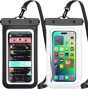 Waterproof Phone Pouch 2 Pack Black White Phone Waterproof Case Cell Phone Dry Bag Protection Level: IP68 Beach Cruise for iPhone and More Lanyard Included (Fits Up to 8.3) Black White Waterproof Phone Pouch 2 Pack Black White Phone Waterproof Case Cell Phone Dry Bag Protection Level: IP68 Beach Cruise for iPhone and More Lanyard Included (Fits Up to 8.3) Black White