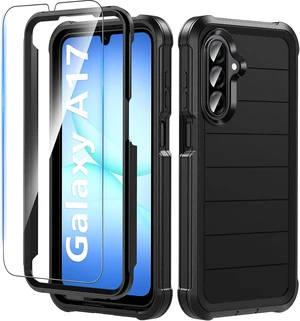 for  Galaxy A17 5G Phone Case with Screen Protector Heavy Duty Military Shockproof Full Body Durable TPU Protective Cover Case for  A17 5G (Black)