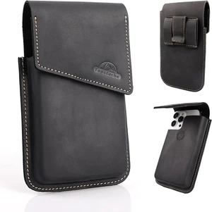 Topstache Leather Phone Holster for Belt Clip - Large Leather Belt Pouch for iPhone 17Pro 17 16Pro 16 - Flip Cell Phone Case for Galaxy S25 S24 Fit with Rugged Protective Case L Black Topstache Leather Phone Holster for Belt Clip - Large Leather Belt Pouch for iPhone 17Pro 17 16Pro 16 - Flip Cell Phone Case for Galaxy S25 S24 Fit with Rugged Protective Case L Black