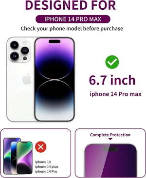 2 Pack Privacy Screen Protector for iPhone 14 Pro Max Purple 2 Pack Privacy Screen Protector for iPhone 14 Pro Max Purple