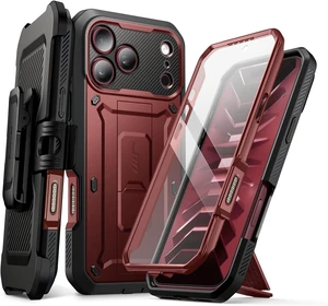 for iPhone 18 Pro Case / 17 Pro Case with Belt Clip Burgundy