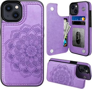 for iPhone 14 Case with Card Holder Flower Magnetic Back Flip Wallet Case for Women Protective Case Phone Case for iPhone 14 Purple for iPhone 14 Case with Card Holder Flower Magnetic Back Flip Wallet Case for Women Protective Case Phone Case for iPhone 14 Purple