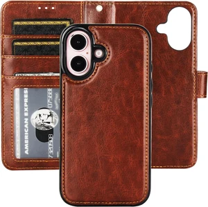 Detachable Wallet Case Card Holder for iPhone 16 Brown Detachable Wallet Case Card Holder for iPhone 16 Brown