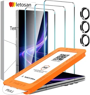 3 Pack for  Galaxy Z Fold 8 Ultra Screen Protector Tempered Glass + 1 Pack Camera Lens Protector Military Grade Shatterproof 9H+ Hardness Auto Alignment Frame 6.5 Inch