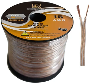 RD 16 Gauge AWG 50ft Speaker Wire Cable - OFC Clear Use for Car Speakers Stereos Home Theater Speakers Surround Sound Radio RD 16 Gauge AWG 50ft Speaker Wire Cable - OFC Clear Use for Car Speakers Stereos Home Theater Speakers Surround Sound Radio