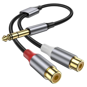 6.35 mm to 2RCA Cable 6.35mm 1/4 Inch to 2 RCA Plug Audio Insert Cable Gold Plated 1/4 Male to Dual RCA Female Y Spliter Adapter Cable for Guitar Piano Speaker. 6.35 mm to 2RCA Cable 6.35mm 1/4 Inch to 2 RCA Plug Audio Insert Cable Gold Plated 1/4 Male to Dual RCA Female Y Spliter Adapter Cable for Guitar Piano Speaker.