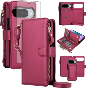 Crossbody Detachable Wallet Case for Google Pixel 9/9 Pro/10/10 Pro 5G with Screen Protector RFID Blocking Card Holder PU Leather Zipper Purse Flip Cover Wrist Strap Lanyard 6.3 Red Crossbody Detachable Wallet Case for Google Pixel 9/9 Pro/10/10 Pro 5G with Screen Protector RFID Blocking Card Holder PU Leather Zipper Purse Flip Cover Wrist Strap Lanyard 6.3 Red