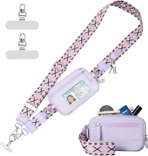 Clip and Go Strap for Phone with Wallet Crossbody Phone Lanyard with Anti-Theft Zipper Pouch Detachable Quilted Wrist Wallet with RFID and ID Window for Daily Travel. Clip and Go Strap for Phone with Wallet Crossbody Phone Lanyard with Anti-Theft Zipper Pouch Detachable Quilted Wrist Wallet with RFID and ID Window for Daily Travel.