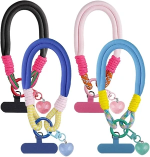 4Pcs Colorful Braided Rope Phone Wrist Strap Cute Keychain Wristlet Cell Phone Lanyard with Tether Tab Hand-Free Bracelet Wrist Strap Phone Charms Love Heart Keychains Pendant Charms for Women Girls 4Pcs Colorful Braided Rope Phone Wrist Strap Cute Keychain Wristlet Cell Phone Lanyard with Tether Tab Hand-Free Bracelet Wrist Strap Phone Charms Love Heart Keychains Pendant Charms for Women Girls