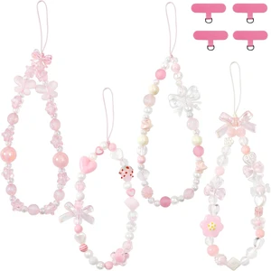 4 Pcs Butterfly Bow Cute Knot Beaded Phone Charm Cute Phone Lanyard Wrist Strap Keychain Flower Lanyard Pearl Wrist Strap 4 Pcs Butterfly Bow Cute Knot Beaded Phone Charm Cute Phone Lanyard Wrist Strap Keychain Flower Lanyard Pearl Wrist Strap
