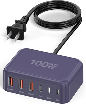 100W 6 in 1 USB Charger 50% Smaller Charging Station for Multiple Devices 100W 6 in 1 USB Charger 50% Smaller Charging Station for Multiple Devices