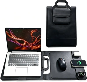 Wireless Charging Laptop Bag for 16-Inch Laptops Foldable Desk Mat Black Wireless Charging Laptop Bag for 16-Inch Laptops Foldable Desk Mat Black