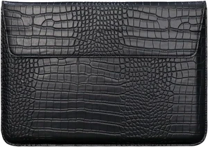Black Crocodile Leather Sleeve for 13-13.6 Laptops Stand Function Black Crocodile Leather Sleeve for 13-13.6 Laptops Stand Function