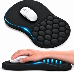 Ergonomic Mouse Pad with Wrist Rest Large 12x8 inch Black Ergonomic Mouse Pad with Wrist Rest Large 12x8 inch Black