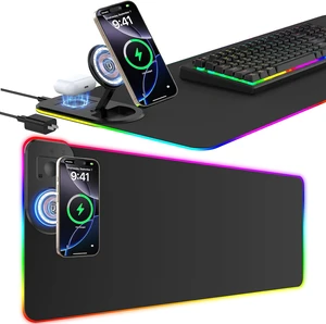 Gaming Mouse Pad Wireless Charging Magnetic Foldable Phone Stand Gaming Mouse Pad Wireless Charging Magnetic Foldable Phone Stand