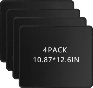 4 Pack Black Mouse pad Bulk with Stitched Edge 10.87x12.6 inches 3mm Thickness Premium Textured Non-Slip Rubber Base Washable for Office and Home Use 4 Pack Black Mouse pad Bulk with Stitched Edge 10.87x12.6 inches 3mm Thickness Premium Textured Non-Slip Rubber Base Washable for Office and Home Use