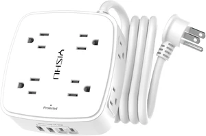 6Ft Surge Protector Power Strip with 8 Widely Outlets & 4 USB Ports 6Ft Surge Protector Power Strip with 8 Widely Outlets & 4 USB Ports