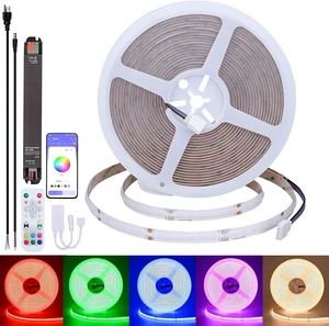 RGBW COB LED Strip Warm White 3000K 24V 32.8ft/10m 7840LEDs Kit RGBW COB LED Strip Warm White 3000K 24V 32.8ft/10m 7840LEDs Kit
