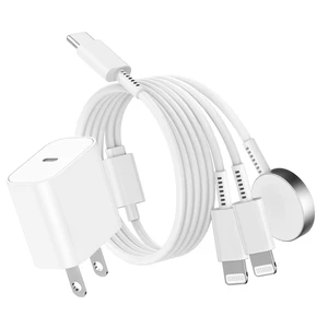 Upgraded USB C Watch Charger 3-in-1 Magnetic Fast Charging Cable for iPhone and iWatch 6ft and C Wall Outlet for Watch SE/8/7/6/5/4/3/2/1 and iPhone 14/13/Airpods-White Upgraded USB C Watch Charger 3-in-1 Magnetic Fast Charging Cable for iPhone and iWatch 6ft and C Wall Outlet for Watch SE/8/7/6/5/4/3/2/1 and iPhone 14/13/Airpods-White