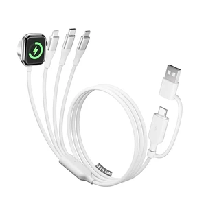 4-in-2 Multi Charging Cable with Smartwatch Charging White-5FT