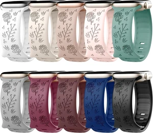 10 Pack Floral Engraved Bands Compatible with Watch Bands for Women 10 Pack Floral Engraved Bands Compatible with Watch Bands for Women