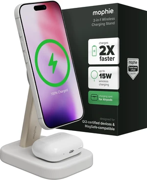 Mophie 2-in-1 Wireless Charging Stand MagSafe Charger for iPhone & AirPods Mophie 2-in-1 Wireless Charging Stand MagSafe Charger for iPhone & AirPods