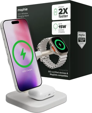 Mophie 3-in-1 Wireless Charging Stand - Qi2-Certified w/Up to 15W Power Mophie 3-in-1 Wireless Charging Stand - Qi2-Certified w/Up to 15W Power
