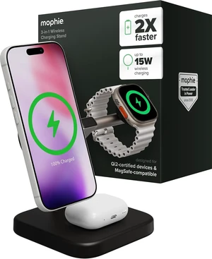 Mophie 3-in-1 Wireless Charging Stand - Qi2-Certified w/Up to 15W Power Mophie 3-in-1 Wireless Charging Stand - Qi2-Certified w/Up to 15W Power
