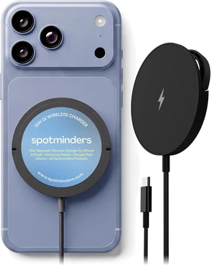 SPOTMINDERS Magnetic Wireless Charger with Stand 15W Qi Fast Charging Pad for iPhone AirPods Android & Spotminders Tracking Card Built-in 1m USB-C Cable Non-Slip Cooling No AC Adapter SPOTMINDERS Magnetic Wireless Charger with Stand 15W Qi Fast Charging Pad for iPhone AirPods Android & Spotminders Tracking Card Built-in 1m USB-C Cable Non-Slip Cooling No AC Adapter
