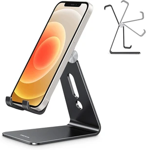 C2 Adjustable Aluminum Cell Phone Stand with Charging Cutout Black C2 Adjustable Aluminum Cell Phone Stand with Charging Cutout Black
