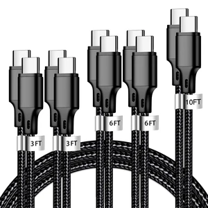 USB C to USB C Cable 5 Pack 60W 3/3/6/6/10ft Fast Charger Cord USB C to USB C Cable 5 Pack 60W 3/3/6/6/10ft Fast Charger Cord